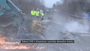 Dálnici D10 u Kosmonos uzavřela demolice mostu