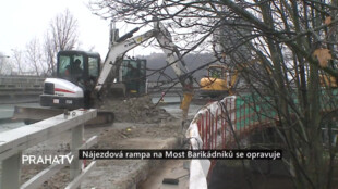 Nájezdová rampa na Most Barikádníků se opravuje