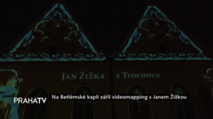 Na Betlémské kapli zářil videomapping s Janem Žižkou